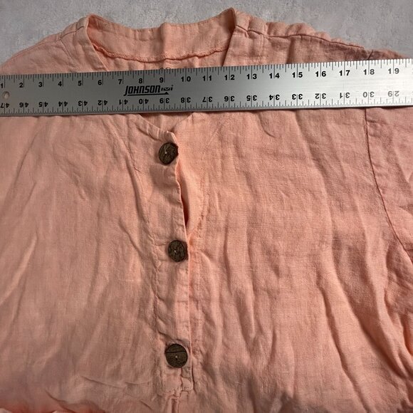 1633 Womens Hand Painted Floral Art To Wear Oversized Tunic Blouse Medium Peach - Picture 4 of 7